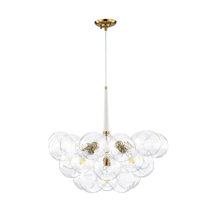 Farmhouze Light - Glam Cluster Geometric Faceted Glass Globe Chandelier - Chandelier - White - 