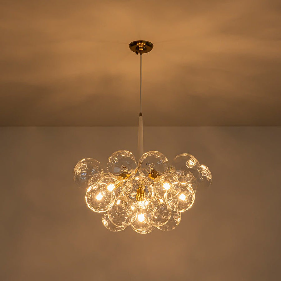 Farmhouze Light - Glam Cluster Geometric Faceted Glass Globe Chandelier - Chandelier - White - 