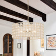 Load image into Gallery viewer, Farmhouze Light - Glam Crystal Accented Drum Lantern Pendant Light - Chandelier - Brass - 
