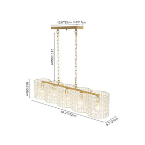 Farmhouze Light - Glam Decorative Crystal Accented Long Cage Island Chandelier - Chandelier - Brass - 