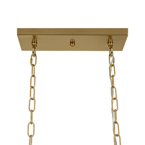 Farmhouze Light - Glam Decorative Crystal Accented Long Cage Island Chandelier - Chandelier - Brass - 