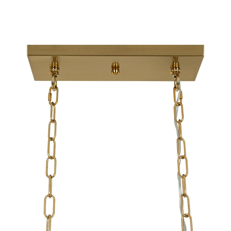Farmhouze Light - Glam Decorative Crystal Accented Long Cage Island Chandelier - Chandelier - Brass - 