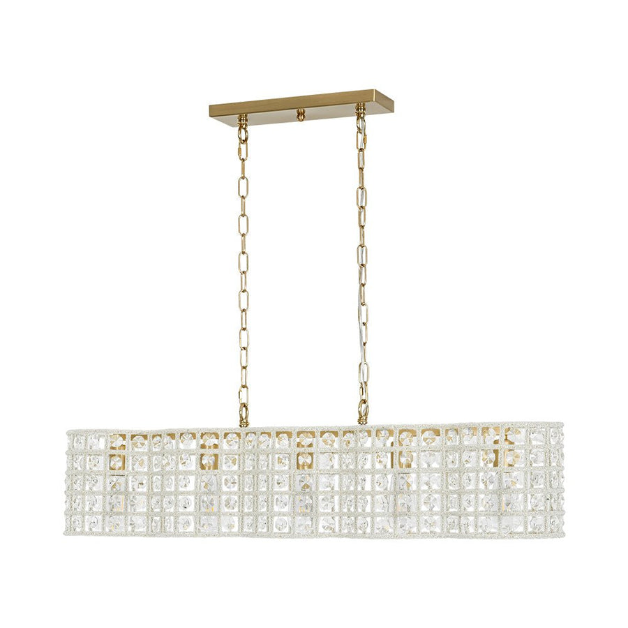 Farmhouze Light - Glam Decorative Crystal Accented Long Cage Island Chandelier - Chandelier - Brass - 