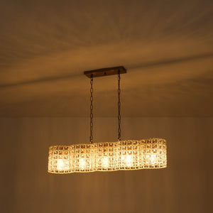 Farmhouze Light - Glam Decorative Crystal Accented Long Cage Island Chandelier - Chandelier - Brass - 