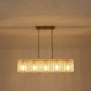Farmhouze Light - Glam Decorative Crystal Accented Long Cage Island Chandelier - Chandelier - Brass - 