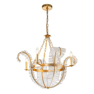 Farmhouze Light - Glam French Crystal Gold Leaf Flower Crystal Chandelier - Chandelier - 4 Bulbs - 