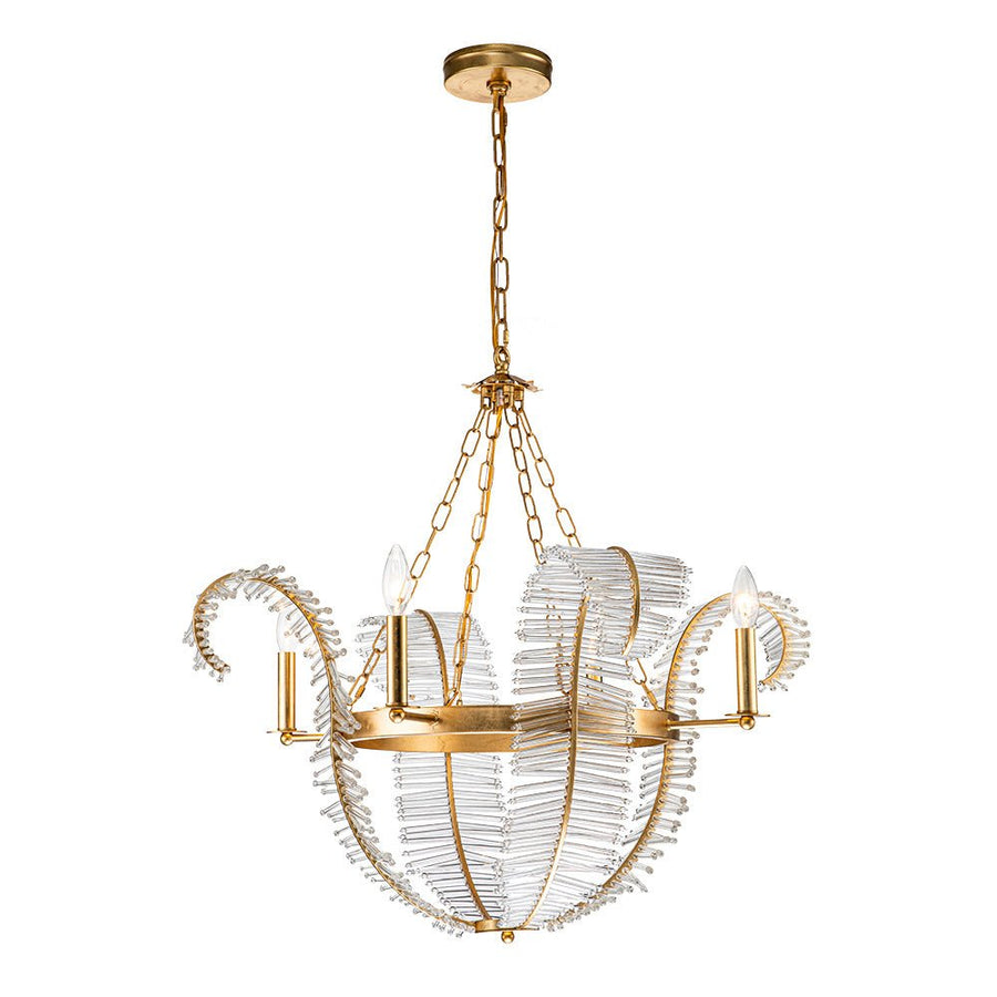 Farmhouze Light - Glam French Crystal Gold Leaf Flower Crystal Chandelier - Chandelier - 4 Bulbs - 