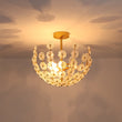 Load image into Gallery viewer, Farmhouze Light - Glam Glass Flower Vine Gold Cage Semi Flush Ceiling Light - Ceiling Light - Gold - 
