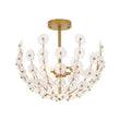 Load image into Gallery viewer, Farmhouze Light - Glam Glass Flower Vine Gold Cage Semi Flush Ceiling Light - Ceiling Light - Gold - 
