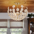 Load image into Gallery viewer, Farmhouze Light - Glam Glass Flower Vine Gold Cage Semi Flush Ceiling Light - Ceiling Light - Gold - 
