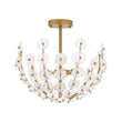 Load image into Gallery viewer, Farmhouze Light - Glam Glass Flower Vine Gold Cage Semi Flush Ceiling Light - Ceiling Light - Gold - 
