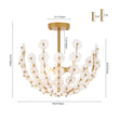 Load image into Gallery viewer, Farmhouze Light - Glam Glass Flower Vine Gold Cage Semi Flush Ceiling Light - Ceiling Light - Gold - 
