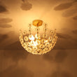 Load image into Gallery viewer, Farmhouze Light - Glam Glass Flower Vine Gold Cage Semi Flush Ceiling Light - Ceiling Light - Gold - 
