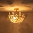 Load image into Gallery viewer, Farmhouze Light - Glam Glass Flower Vine Gold Cage Semi Flush Ceiling Light - Ceiling Light - Gold - 
