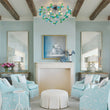 Load image into Gallery viewer, Farmhouze Light - Glam Green Blue Crystal Floral Sunburst Semi Flush Mount - Ceiling Light - Chrome - 

