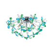 Load image into Gallery viewer, Farmhouze Light - Glam Green Blue Crystal Floral Sunburst Semi Flush Mount - Ceiling Light - Chrome - 
