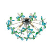 Load image into Gallery viewer, Farmhouze Light - Glam Green Blue Crystal Floral Sunburst Semi Flush Mount - Ceiling Light - Chrome - 

