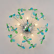 Load image into Gallery viewer, Farmhouze Light - Glam Green Blue Crystal Floral Sunburst Semi Flush Mount - Ceiling Light - Chrome - 
