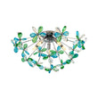 Load image into Gallery viewer, Farmhouze Light - Glam Green Blue Crystal Floral Sunburst Semi Flush Mount - Ceiling Light - Chrome - 
