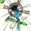 Load image into Gallery viewer, Farmhouze Light - Glam Green Blue Crystal Floral Sunburst Semi Flush Mount - Ceiling Light - Chrome - 
