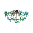 Load image into Gallery viewer, Farmhouze Light - Glam Green Blue Crystal Floral Sunburst Semi Flush Mount - Ceiling Light - Chrome - 
