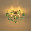 Load image into Gallery viewer, Farmhouze Light - Glam Green Blue Crystal Floral Sunburst Semi Flush Mount - Ceiling Light - Chrome - 
