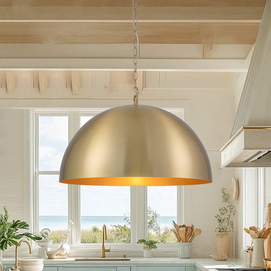 Farmhouze Light - Glam Luxury Gold Oversized Metal Dome Pendant Light - Pendant - 15 in - 