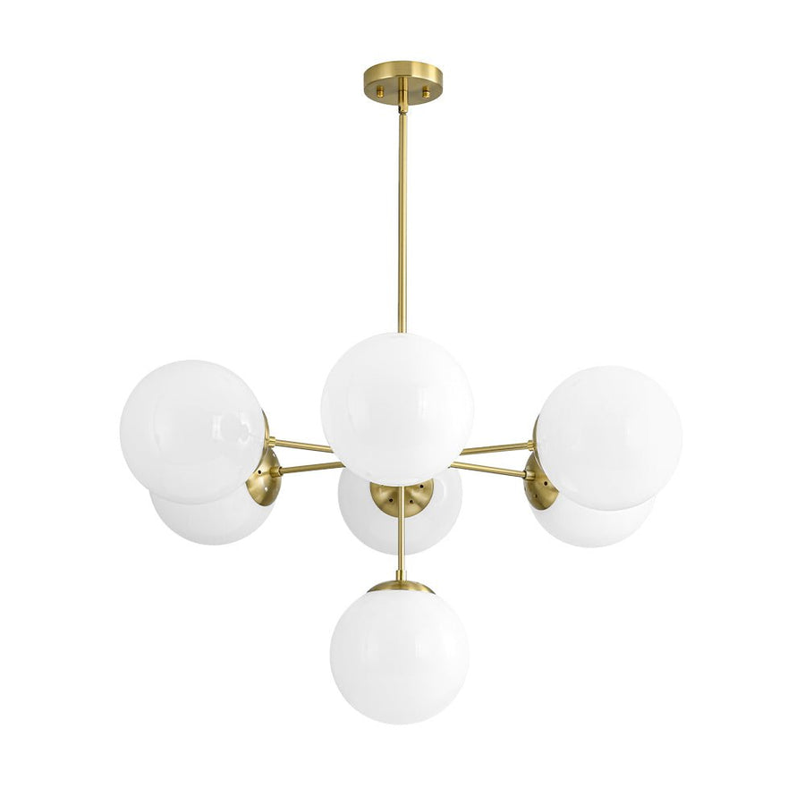 Farmhouze Light - Glam Milky White Glass Globe Linear Sputnik Chandelier - Chandelier - Brass - 