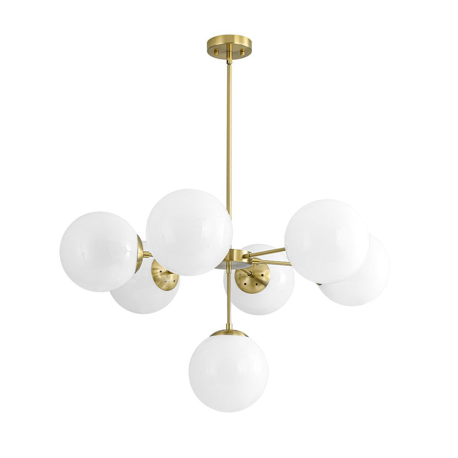 Farmhouze Light - Glam Milky White Glass Globe Linear Sputnik Chandelier - Chandelier - Brass - 