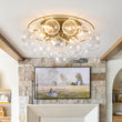 Load image into Gallery viewer, Farmhouze Light - Glam Tiered Swirled Glass Globe Bubble Semi Flush Mount - Ceiling Light - Brass - 

