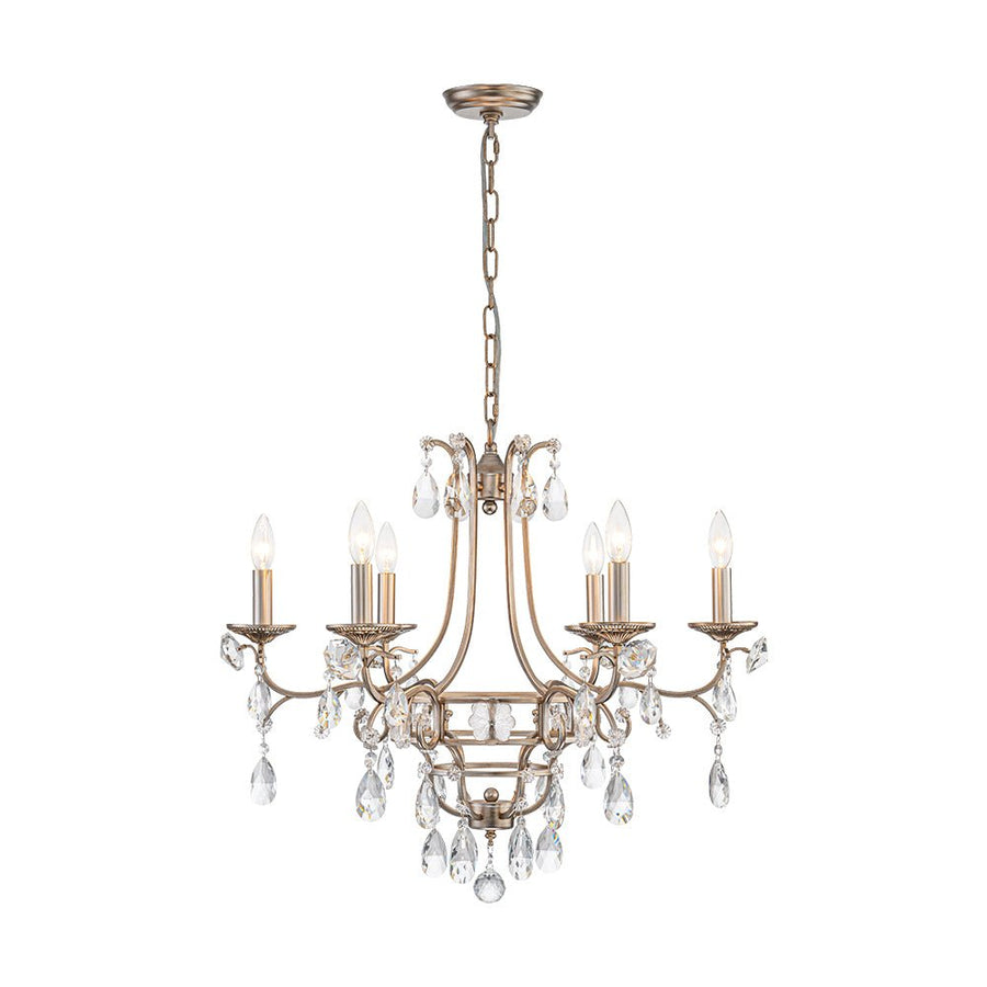 Farmhouze Light - Glam Vintage 6 - Light Crystal Accented Candle Style Chandelier - Chandelier - 6 - Light - 