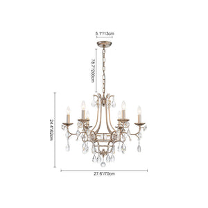 Farmhouze Light - Glam Vintage 6 - Light Crystal Accented Candle Style Chandelier - Chandelier - 6 - Light - 