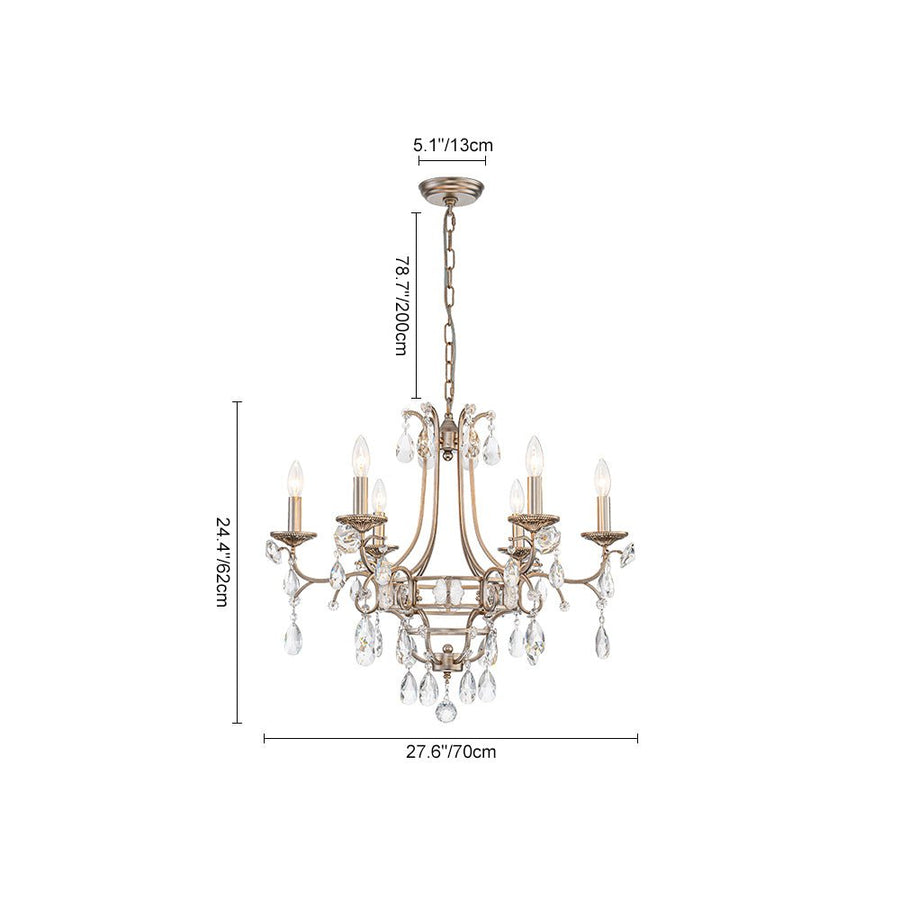 Farmhouze Light - Glam Vintage 6 - Light Crystal Accented Candle Style Chandelier - Chandelier - 6 - Light - 