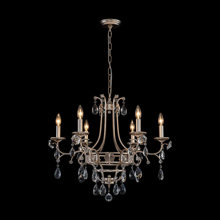 Farmhouze Light - Glam Vintage 6 - Light Crystal Accented Candle Style Chandelier - Chandelier - 6 - Light - 