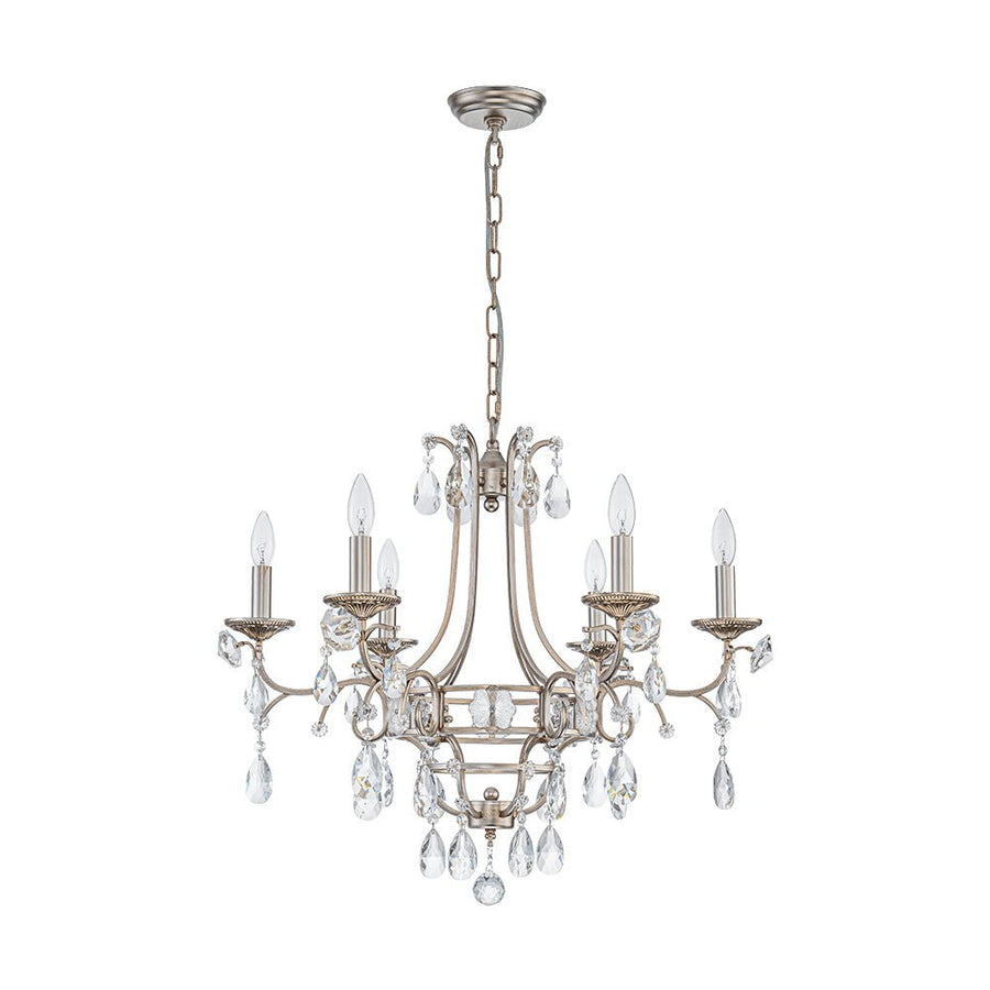 Farmhouze Light - Glam Vintage 6 - Light Crystal Accented Candle Style Chandelier - Chandelier - 6 - Light - 