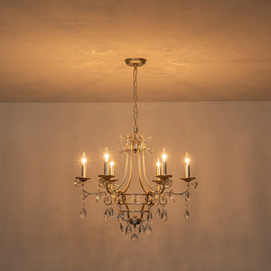 Farmhouze Light - Glam Vintage 6 - Light Crystal Accented Candle Style Chandelier - Chandelier - 6 - Light - 