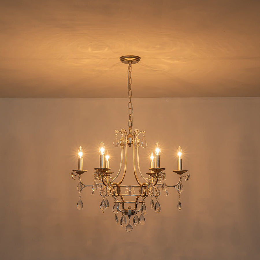 Farmhouze Light - Glam Vintage 6 - Light Crystal Accented Candle Style Chandelier - Chandelier - 6 - Light - 