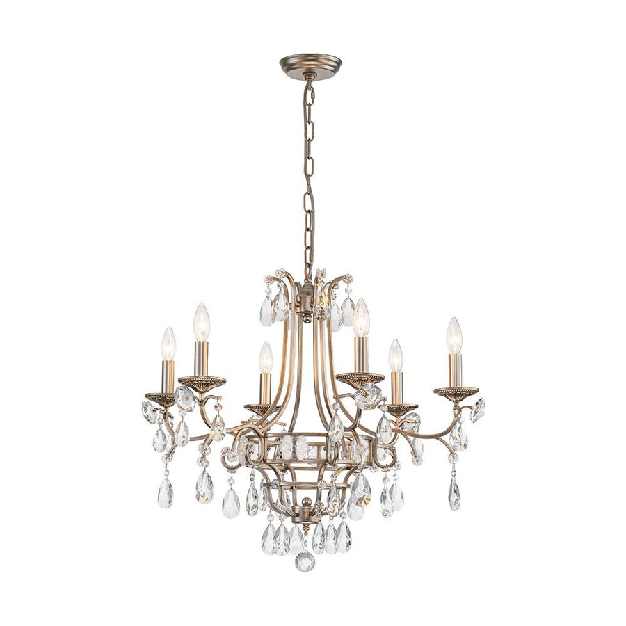 Farmhouze Light - Glam Vintage 6 - Light Crystal Accented Candle Style Chandelier - Chandelier - 6 - Light - 
