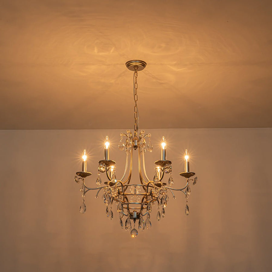 Farmhouze Light - Glam Vintage 6 - Light Crystal Accented Candle Style Chandelier - Chandelier - 6 - Light - 