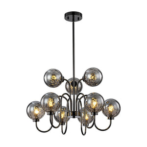 Farmhouze Light - Gothic Luxe Black Smoked Textured Glass Globe Chandelier - Chandelier - Black - 