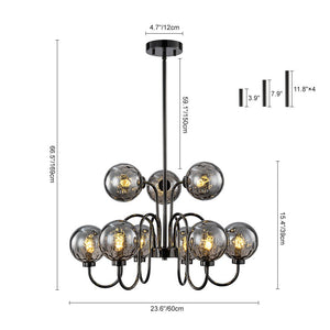 Farmhouze Light - Gothic Luxe Black Smoked Textured Glass Globe Chandelier - Chandelier - Black - 