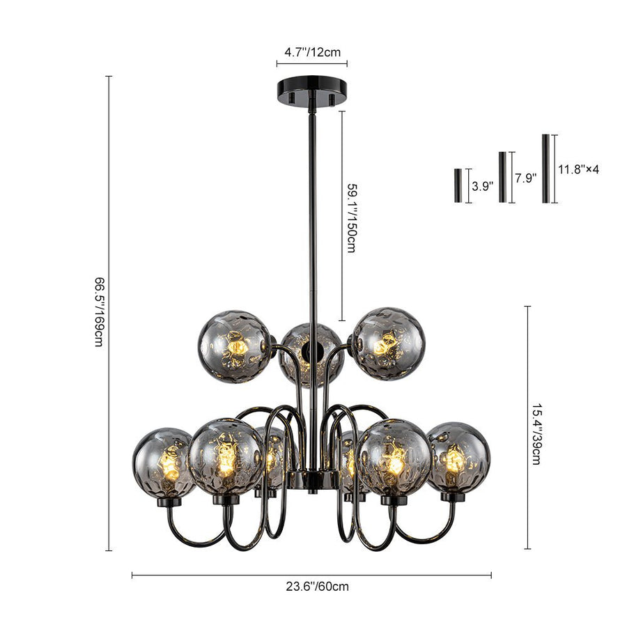 Farmhouze Light - Gothic Luxe Black Smoked Textured Glass Globe Chandelier - Chandelier - Black - 