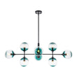 Load image into Gallery viewer, Farmhouze Light - Grudual Blue Glass Globe Linear Sputnik Island Chandelier - Chandelier - Black - 
