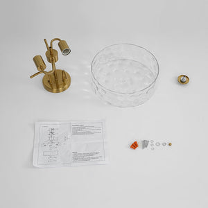 Farmhouze Light - Hammered Texture Glass Round Semi Flush Ceiling Light - Ceiling Light - Gold - 