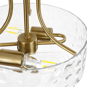 Farmhouze Light - Hammered Texture Glass Round Semi Flush Ceiling Light - Ceiling Light - Gold - 