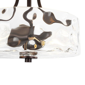 Farmhouze Light - Hammered Texture Glass Round Semi Flush Ceiling Light - Ceiling Light - Oil - Rubbed Bronze(Special Deal) - 