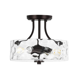 Farmhouze Light - Hammered Texture Glass Round Semi Flush Ceiling Light - Ceiling Light - Oil - Rubbed Bronze(Special Deal) - 