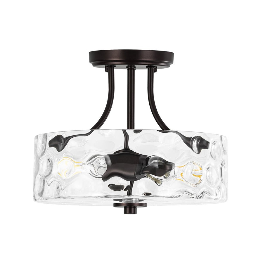 Farmhouze Light - Hammered Texture Glass Round Semi Flush Ceiling Light - Ceiling Light - Oil - Rubbed Bronze(Special Deal) - 
