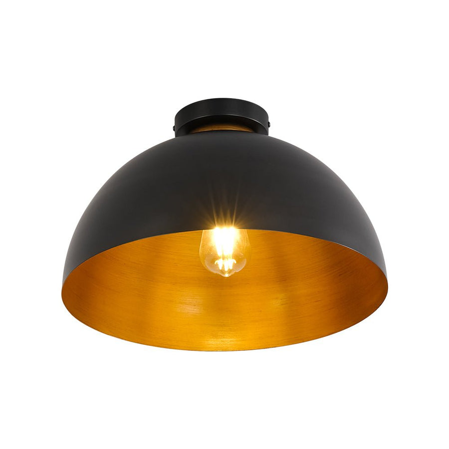 Farmhouze Light - Industrial 1 - Light Black Gold Dome Flush Mount Ceiling Light - Ceiling Light - 15.7 in - 