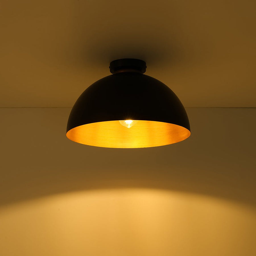 Farmhouze Light - Industrial 1 - Light Black Gold Dome Flush Mount Ceiling Light - Ceiling Light - 15.7 in - 
